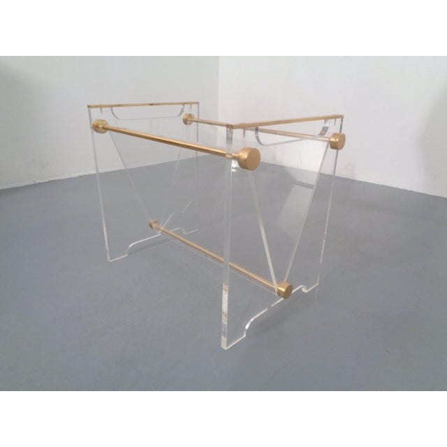 Acrylic Glass and Brass Magazine Rack by David Lange for Marais International, France, 1970s For Sale - Image 11 of 16