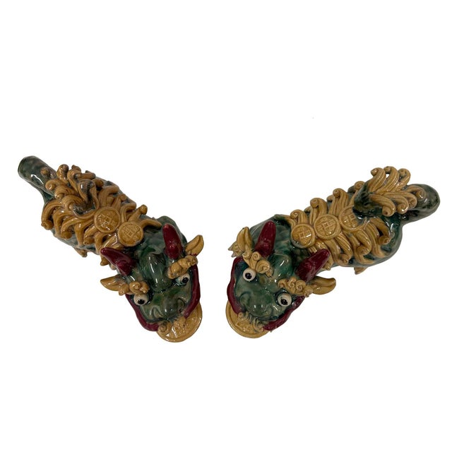 Mid 20th Century a Pair of Chinese Feng Shui Prosperity Statues, Foo Dogs. For Sale - Image 11 of 13