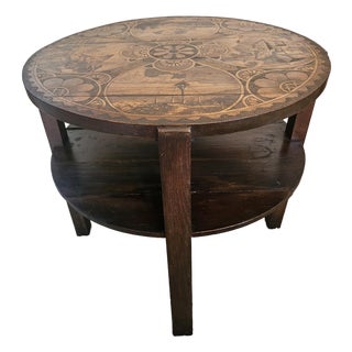 Early 20th Century Black Forest Carved Walnut Side Table For Sale