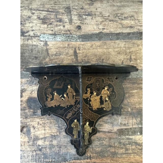 Wood Vintage Asian Chinoiserie Folding Bracket For Sale - Image 7 of 10