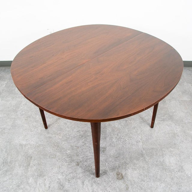Mid-Century Modern Mid Century Modern Dining Table Round Oval Drexel Declaration Round Kipp Stewart Leaf For Sale - Image 3 of 12