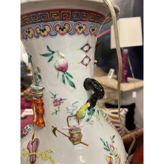 19th Century Famille Rose Lamps - A Pair For Sale - Image 12 of 13
