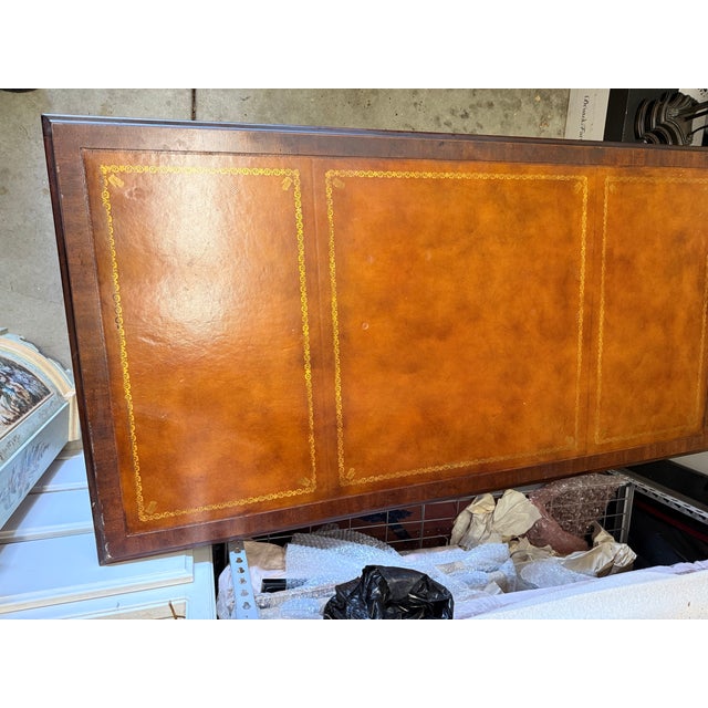 Brown Baker Furniture Traditional Executive Leather Top Partner’s Desk For Sale - Image 8 of 9