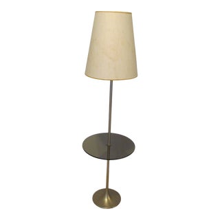 Floor Lamp Attributed to Laurel Lamp Co. Vintage Mid Century Round Smoked Glass Table and Tulip Base For Sale