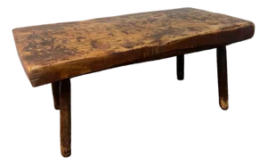 Antique Early American Rustic Bench With Splayed Turned Splayed Legs and Thick Cut Seat
