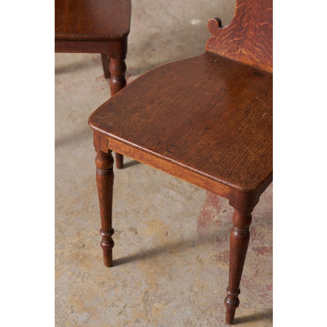 19th Century Pair of 19th Century Oak Hall Chairs For Sale - Image 5 of 10