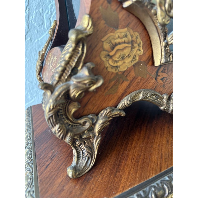 Antique Italian Louis XV Style Marquetry & Bronze Pedestal Clock - C. 1920 (2-Piece Set) For Sale - Image 11 of 15