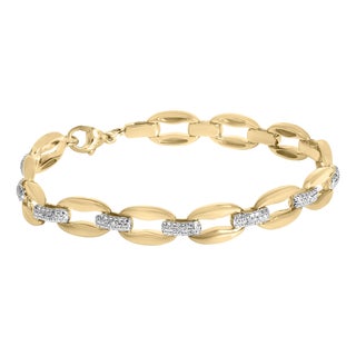 Gold Vermeil 1/10 Cttw Diamond Bold Link Bracelet For Sale
