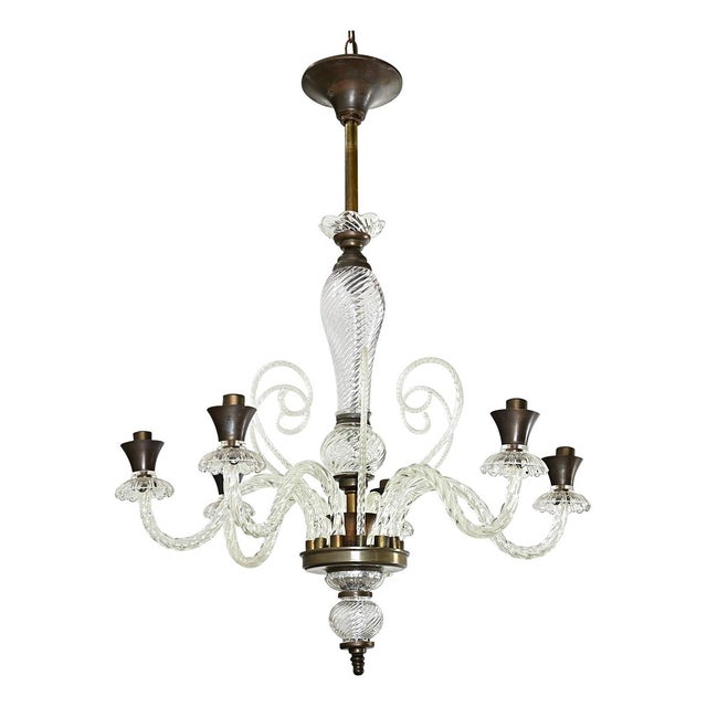 Bronze Vintage Italian Murano Glass Chandelier For Sale - Image 8 of 16