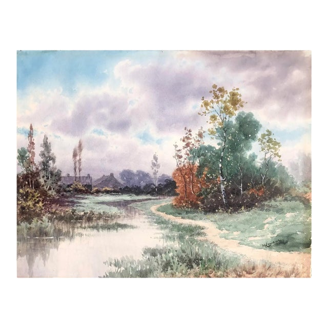 1880s Milton Lowell Clouding Up New England Watercolor For Sale