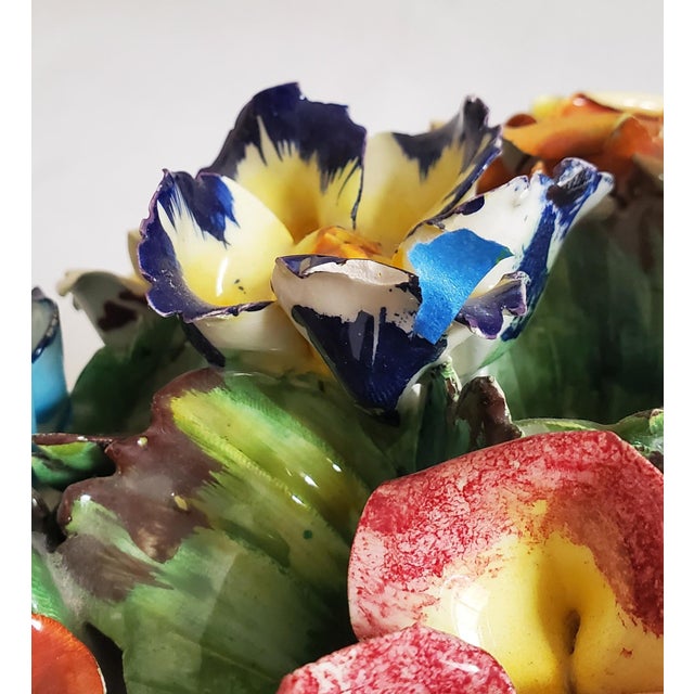 Capodimonte Style Mid- Century Floral Basket Centerpiece For Sale - Image 11 of 13