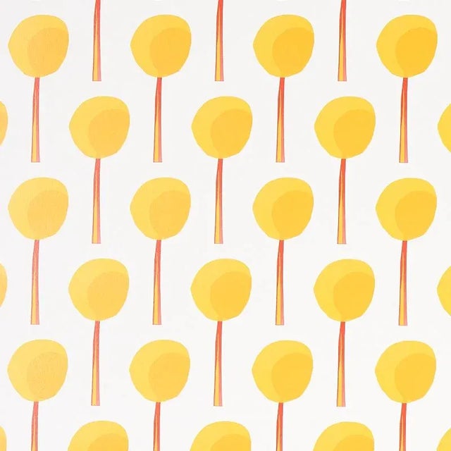 Schumacher Sample - Schumacher X Peg Norriss Topiary Wallpaper in Marigold For Sale - Image 4 of 4