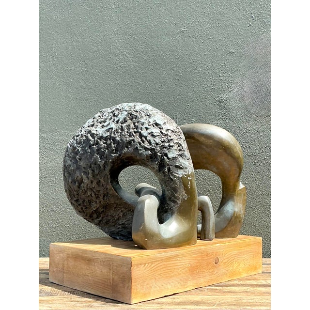Vintage Monumental Bronze Abstract Sculpture For Sale In West Palm - Image 6 of 12