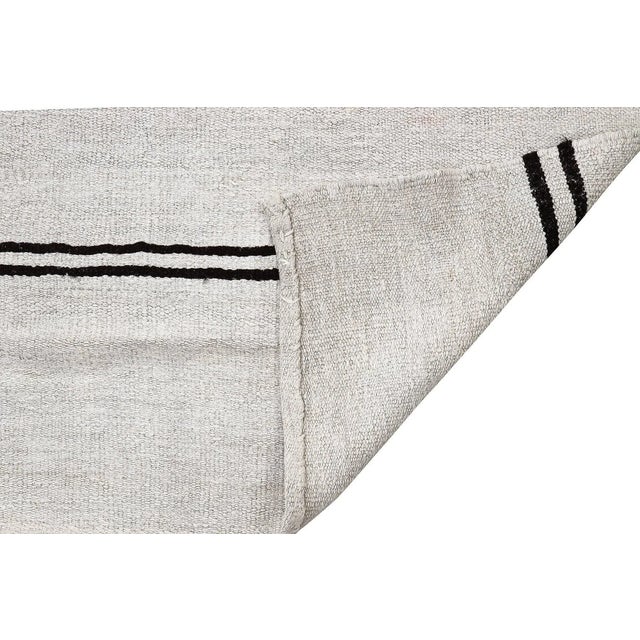 Mid 20th Century Mid 20th Century Striped Vintage Hemp Kilim Rug For Sale - Image 5 of 7