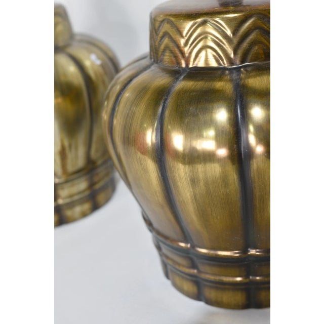 Mid 20th Century Mid Century Gold Ceramic Large Vase Lamps - a Pair For Sale - Image 5 of 11