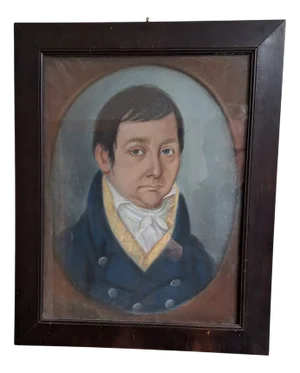 German Artist, Portrait of Wilhelm Rische, 1860s, Gouache on Paper, Framed