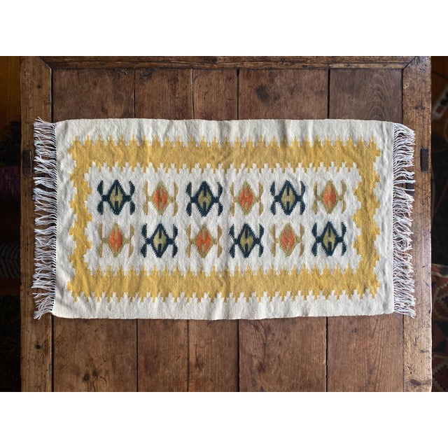 A beautiful handmade tapestry, created in the 1960s and 1970s in Vlasti, Greece, utilizing the Swedish flatweave...