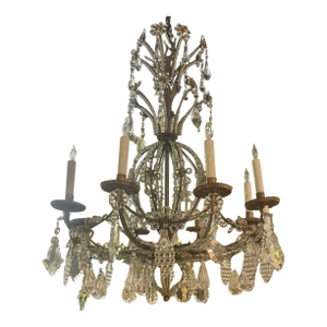 19th C. Italian Bronze and Crystal Chandelier