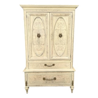 Vintage French Provincial Burlwood Armoire by Detroit Furniture For Sale