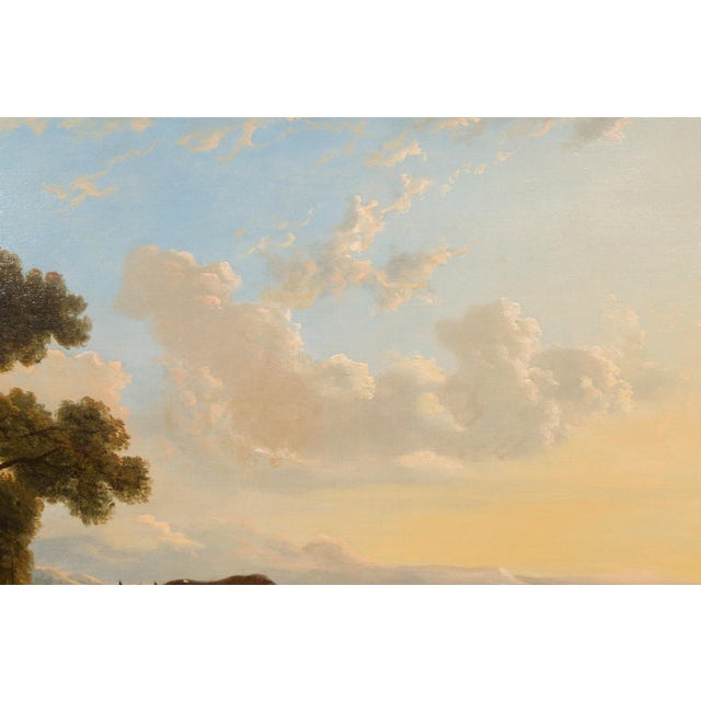 Italian 19th Century Framed Oil on Canvas Painting Depicting Cows in Pastures For Sale - Image 4 of 12
