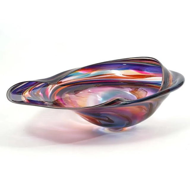 Monumental David Goldhagen Blown Art Glass Centerpiece Bowl, American For Sale In Miami - Image 6 of 18