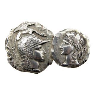 Late 19th Century Victorian Whiting Sterling Silver Etruscan/Homeric Pin For Sale