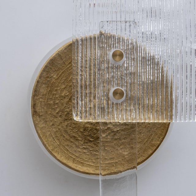 21st Century Art Deco Murano Glass Sconces with Gold Texture, Italy, Set of 2 For Sale - Image 9 of 12