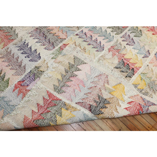 Ivory Vintage Inspired Zabihi Collection Oversize Geometric Turkish Kilim For Sale - Image 8 of 11