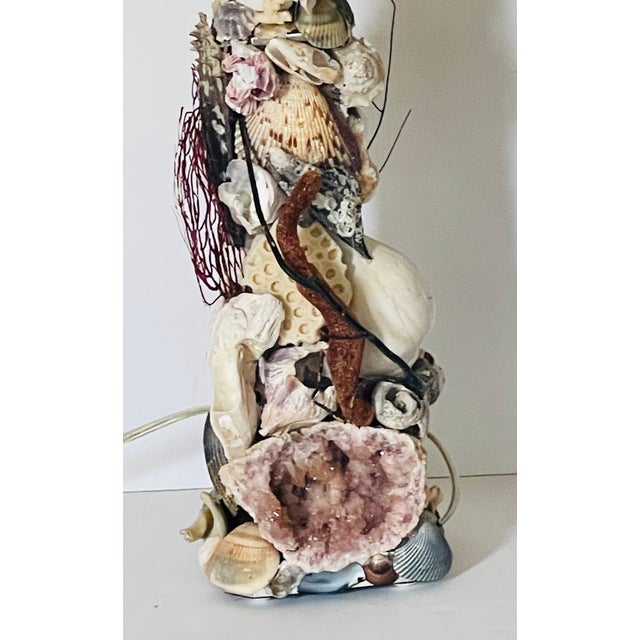 Coastal 1970s Marine World Grotto Sea Shells Amethyst Ammonite Table Lamps Pair For Sale - Image 3 of 9