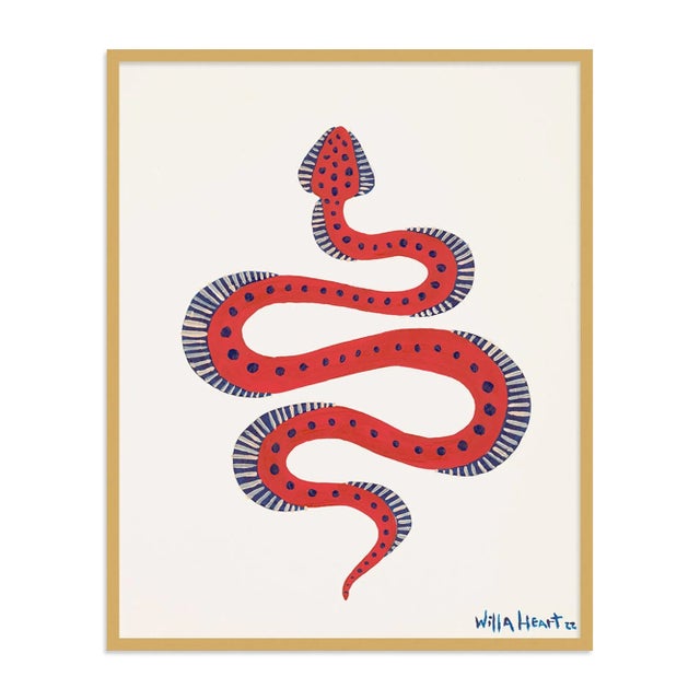 Willa Heart Lobster the Snake by Willa Heart in Gold Frame, Medium Art Print For Sale - Image 4 of 4