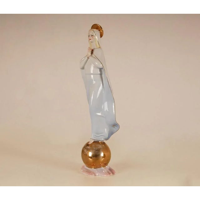 Italian Ceramic Porcelain Figurine of Madonna by Giovanni Ronzan For Sale - Image 9 of 13