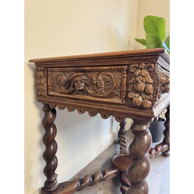 Wood Antique Console Table in Carved Wood, 1890s For Sale - Image 7 of 17