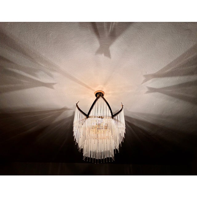 Vintage Tiered Glass Rod Chandelier – Dramatic Shadow Light For Sale - Image 12 of 17