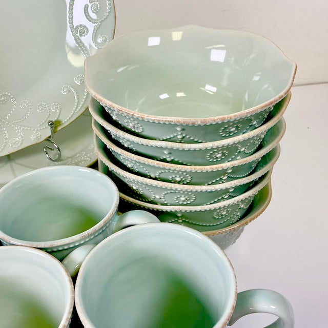 Art Nouveau Americana Lenox French Perle Ironstone Dinnerware - Set of 23 For Sale - Image 6 of 18