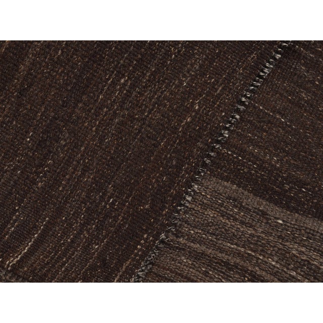 1970s Vintage Handmade Wool Cotton Brown Kilim Runner Rug For Sale - Image 11 of 11