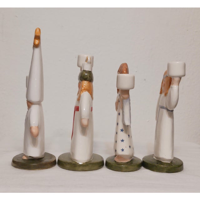 Lisa Larson Vintage 1987 Lisa Larson for Goebel Holiday Lucia Parade Candle Holder Figurines - Set of 4 For Sale - Image 4 of 10