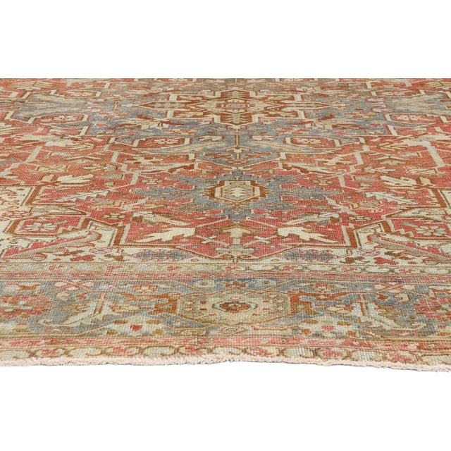 Antique Persian Heriz Rug, 11'07 X 11'01 For Sale - Image 4 of 10