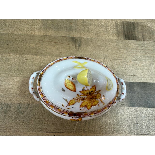 Ceramic Mid 20th Century Herend Porcelain Chinese Bouquet Covered Dish With Lemon Finial For Sale - Image 7 of 12