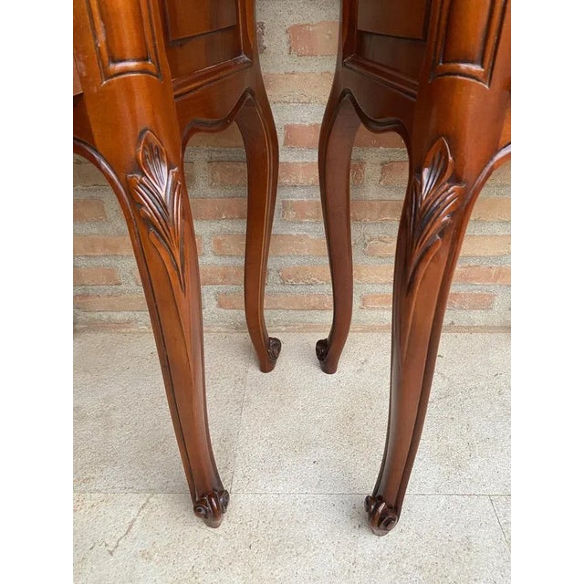 Louis XVI Style Nightstands with Drawers and Cabriole Legs, 1960s, Set of 2 For Sale - Image 9 of 13