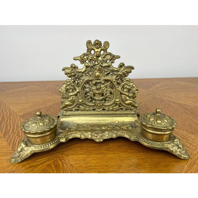 Vintage Inkwell Set in Brass For Sale - Image 13 of 13