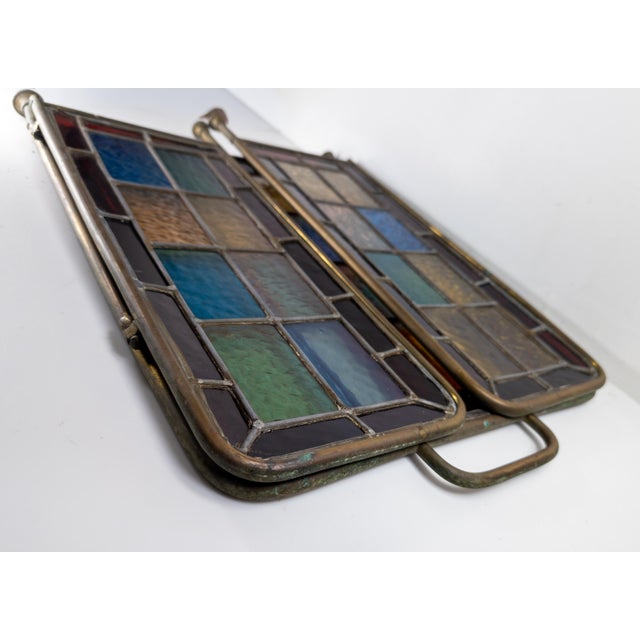 Early 20th Century American Arts & Crafts Colorful Stained Glass Fireplace Screen For Sale - Image 18 of 18