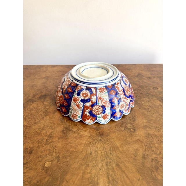Ceramic Antique Japanese Imari Scalloped Edge Bowl, 1900 For Sale - Image 7 of 8