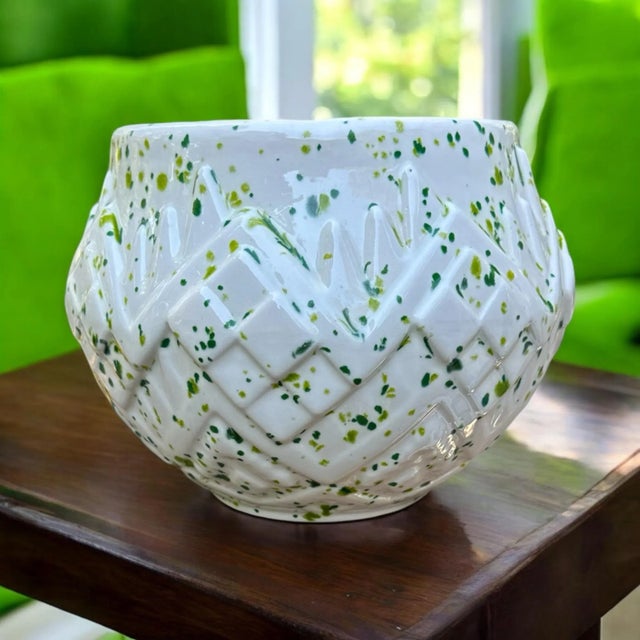 Geometric Ceramic Planter Vase For Sale - Image 9 of 12