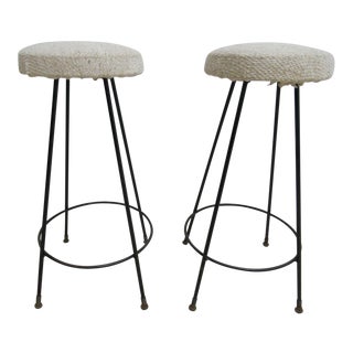 Mid-Century Hair Pin Swivel Counter Stools Chairs - A Pair For Sale