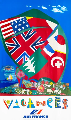 1980 Original Air France Travel Poster, Vacances