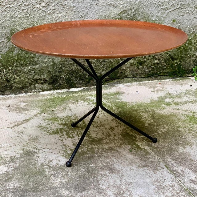 Teak Coffee Table with Curved Wooden Top by F.lli Tagliabue, 1950 For Sale - Image 4 of 8