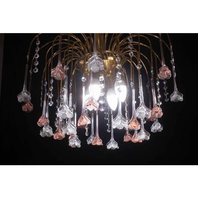 Brigitte Bardot, Pink and Transparent Murano Glass Flowers Chandelier, 1970s For Sale - Image 11 of 12
