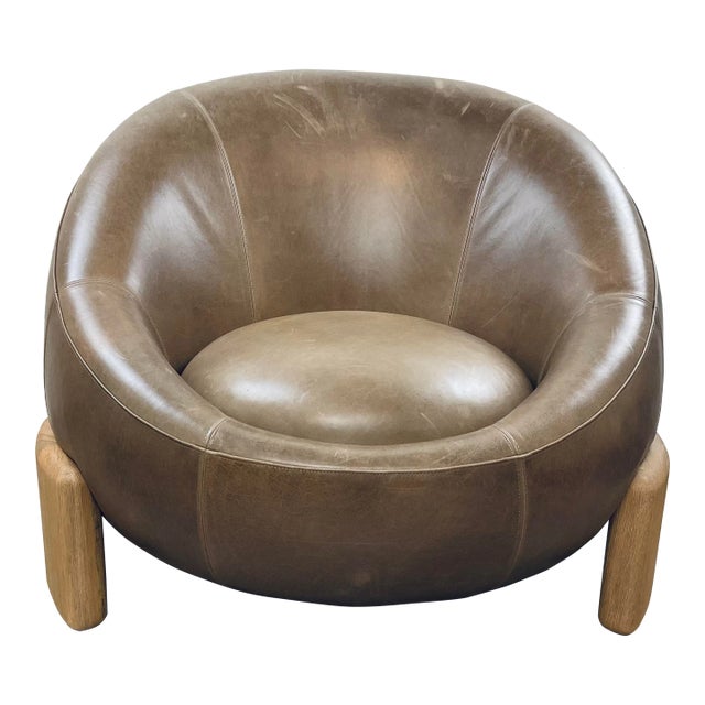 Theodore Alexander Modern Chocolate Brown Leather Arlo Club Chair For Sale