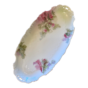 Antique Haviland Limoges Thistle Oval Serving Platter, French Porcelain