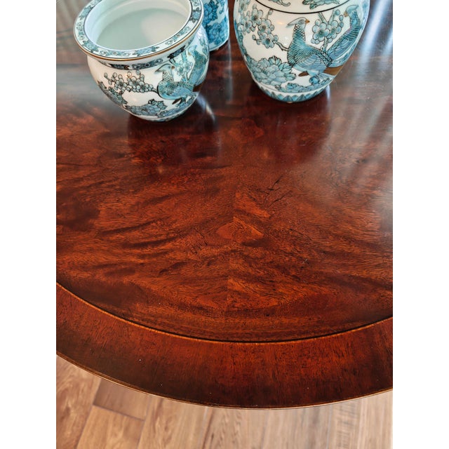 Baker Furniture Company Luxury Baker Furniture Regency Mahogany Drum Table With Brass Casters For Sale - Image 4 of 9